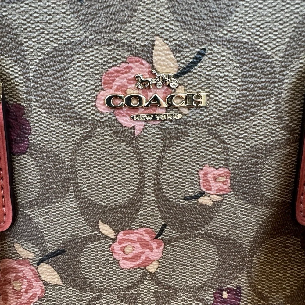 Coach Multicolor Floral Print‎ Signature Coated Canvas and Leather Mini Surrey